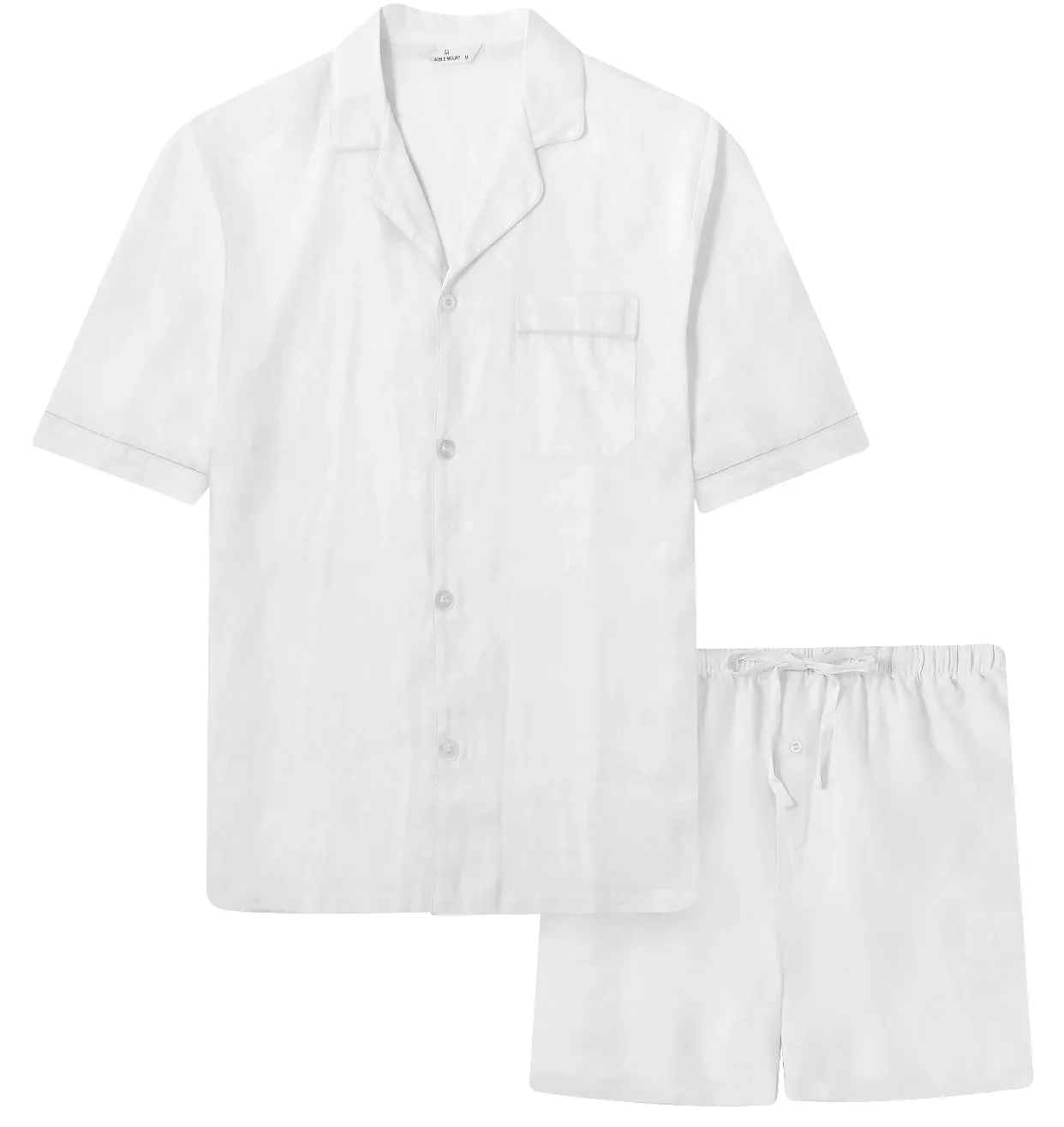 Noble Mount 100% Linen Men's Short Pajama Set for Summer