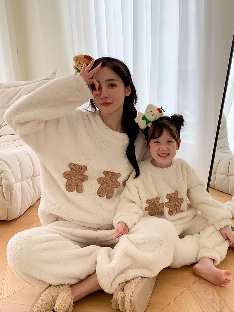 Parent-child Clothing New Fashion Winter Coral Velvet Home Wear Pajama Suit