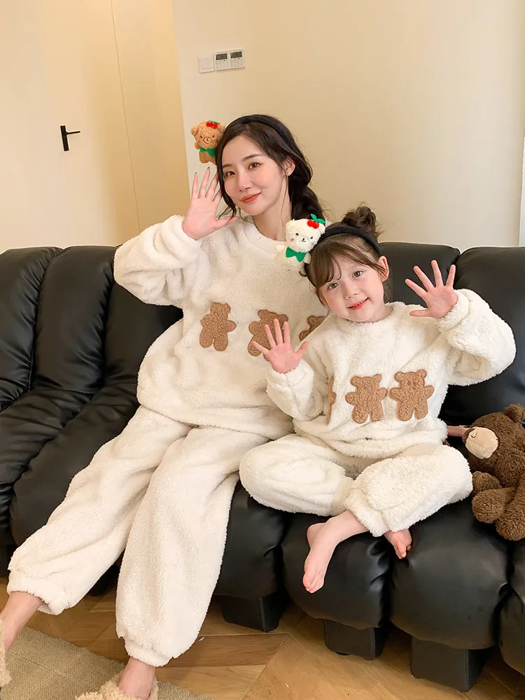 Parent-child Clothing New Fashion Winter Coral Velvet Home Wear Pajama Suit