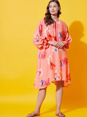 Peach Floral Supersoft Nap Dress