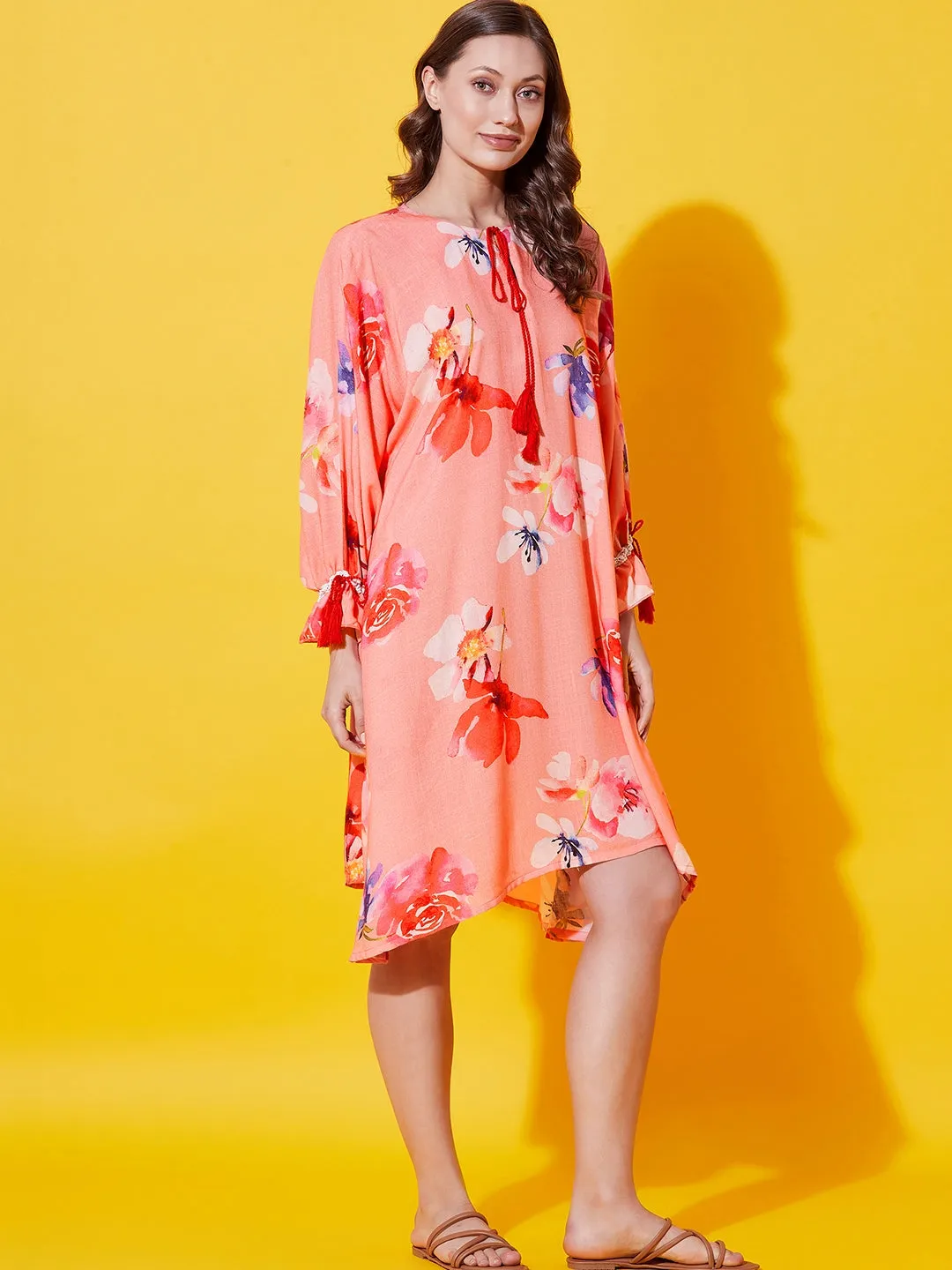 Peach Floral Supersoft Nap Dress