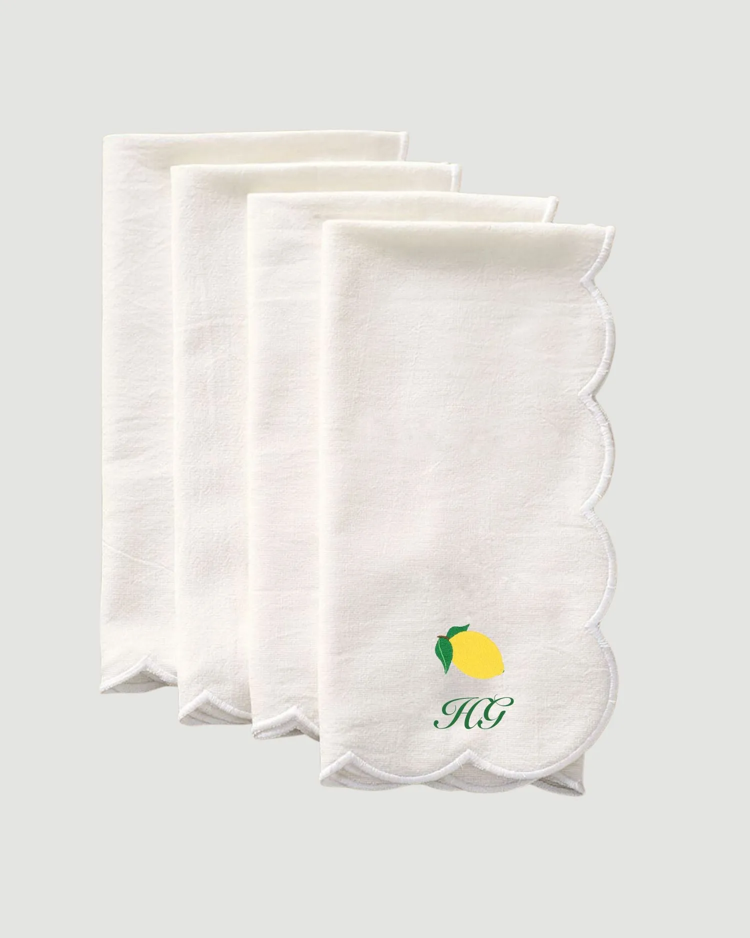 Personalised Scallop Napkins (set of 4)