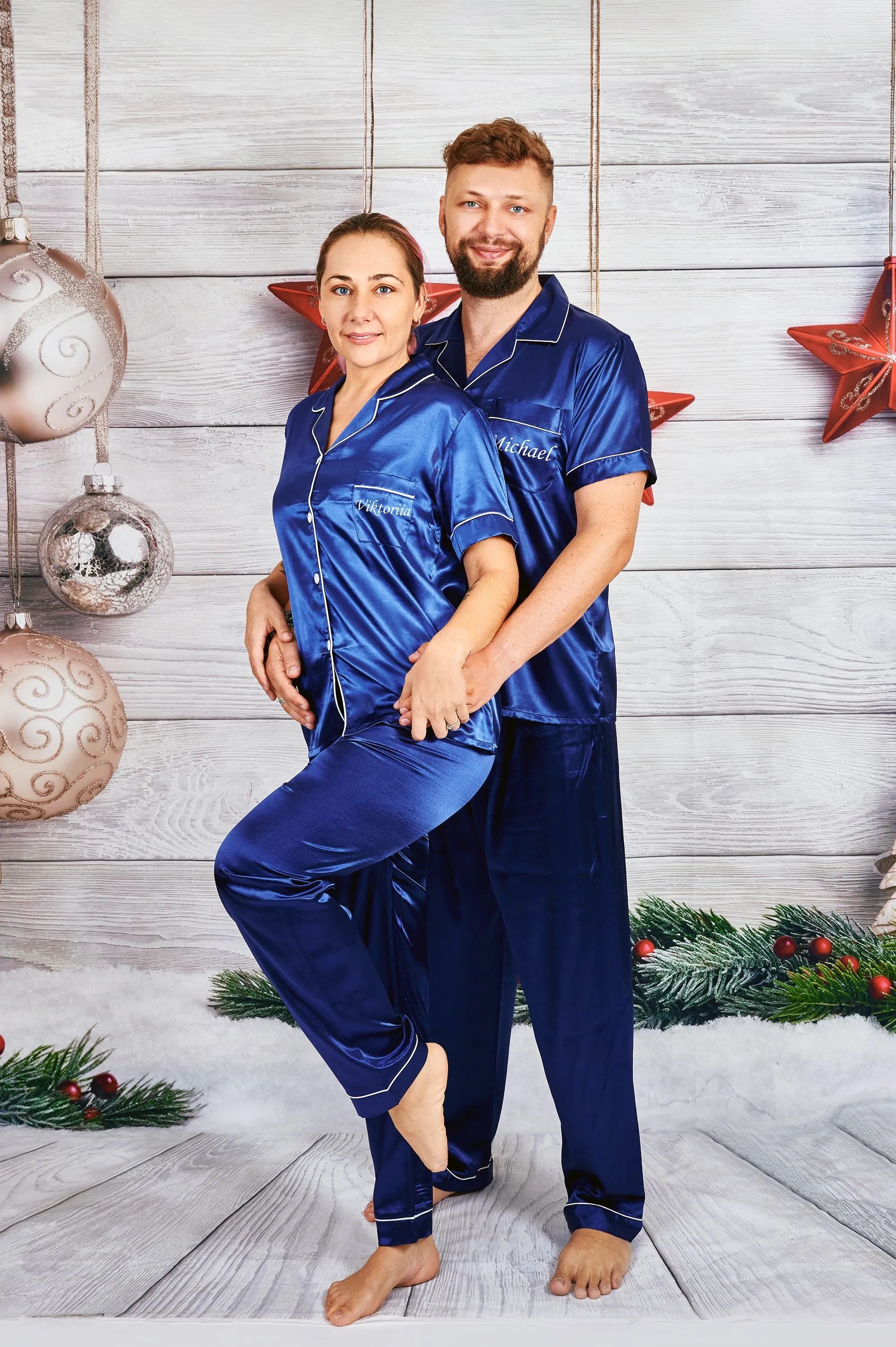 Personalized Christmas Pajamas for Couple- Short   Long