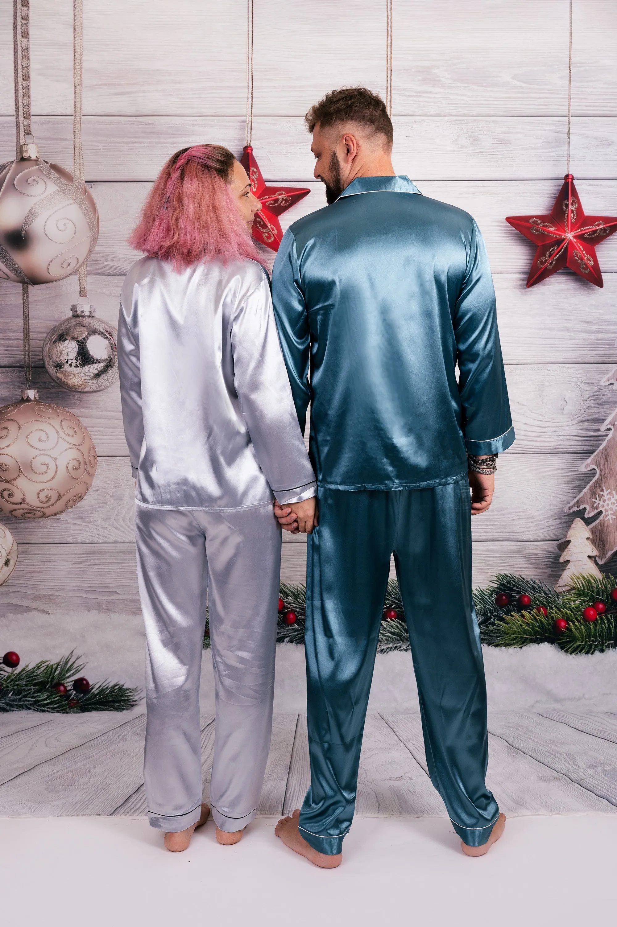 Personalized Christmas Pajamas for Couple- Short   Long