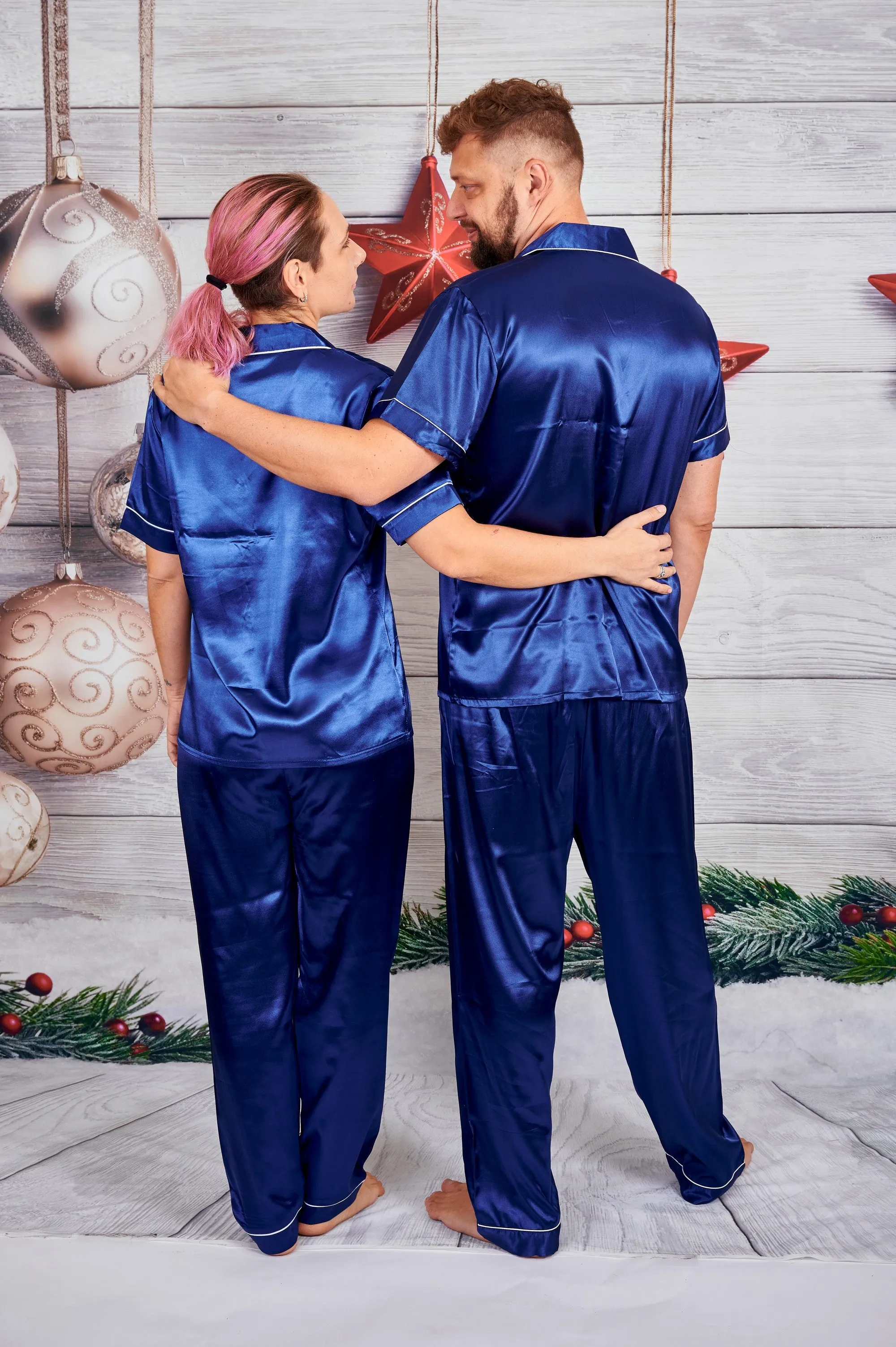 Personalized Christmas Pajamas for Couple- Short   Long