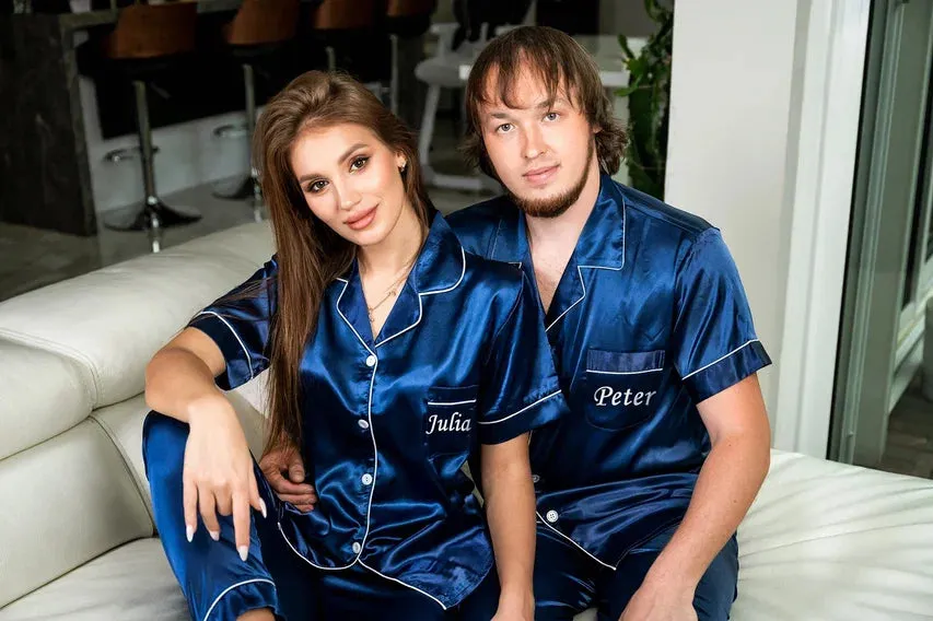 Personalized Christmas Pajamas for Couple- Short   Long