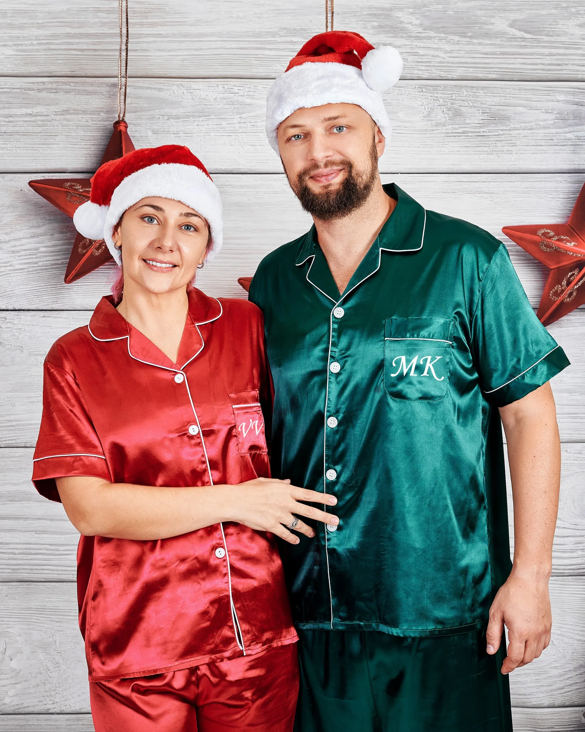 Personalized Christmas Pajamas for Couple- Short   Long