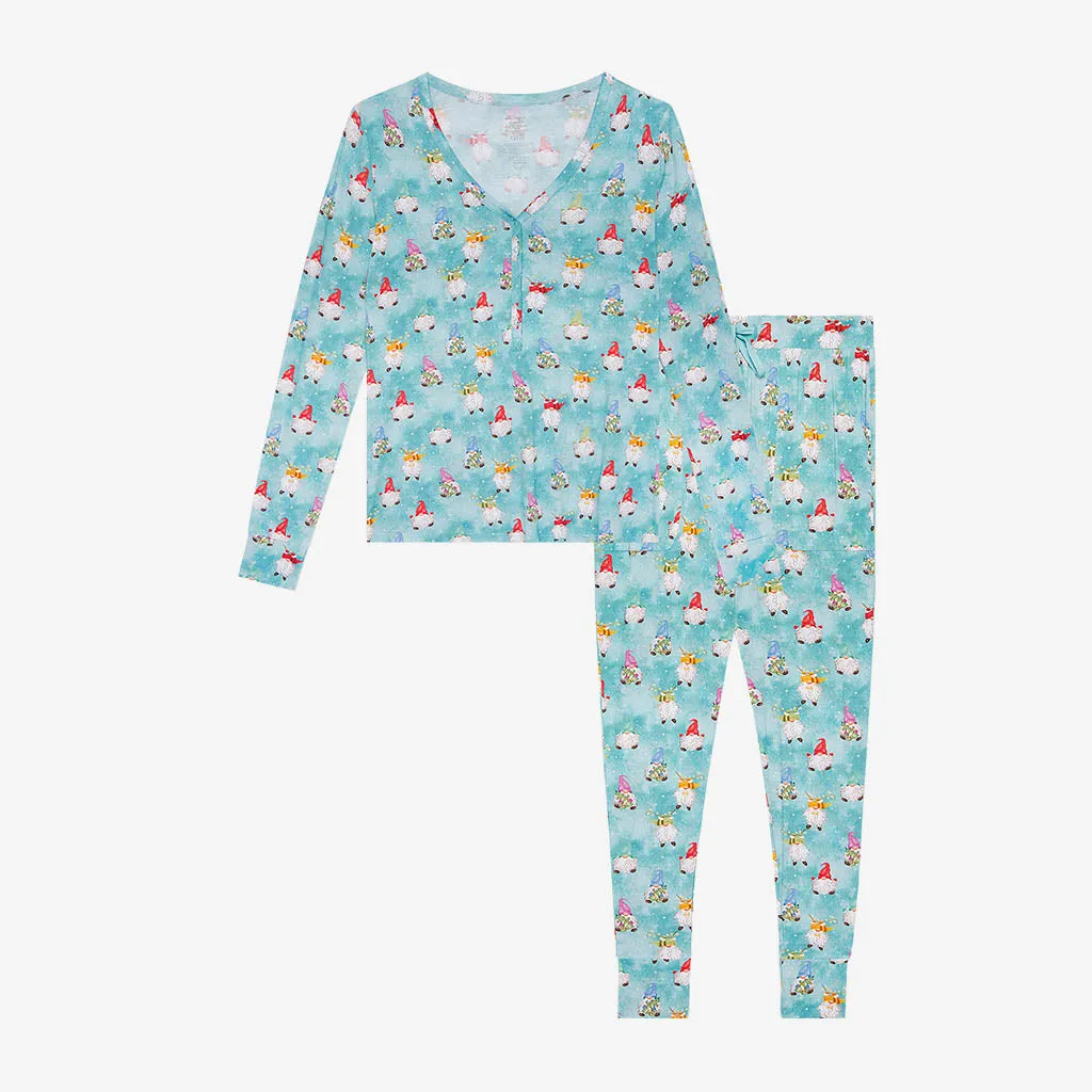 Posh Peanut Gnomey Women's L/S Pajama Set