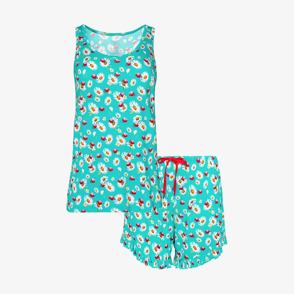 Posh Peanut Ladybug Women's Tank Top & Ruffled Shorts Loungewear Set