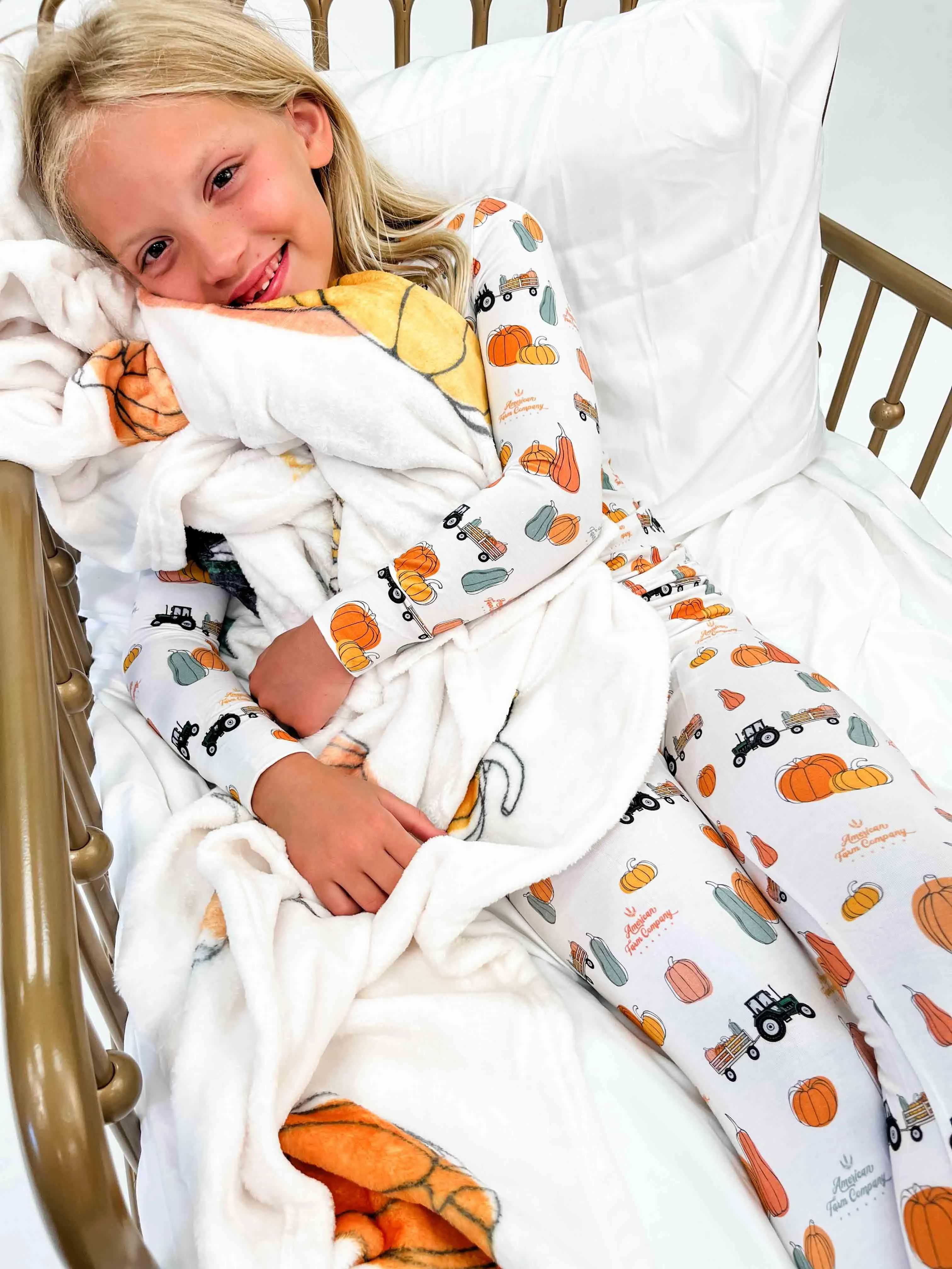 Pumpkin Hayrack Toddler/Youth Bamboo Pajamas