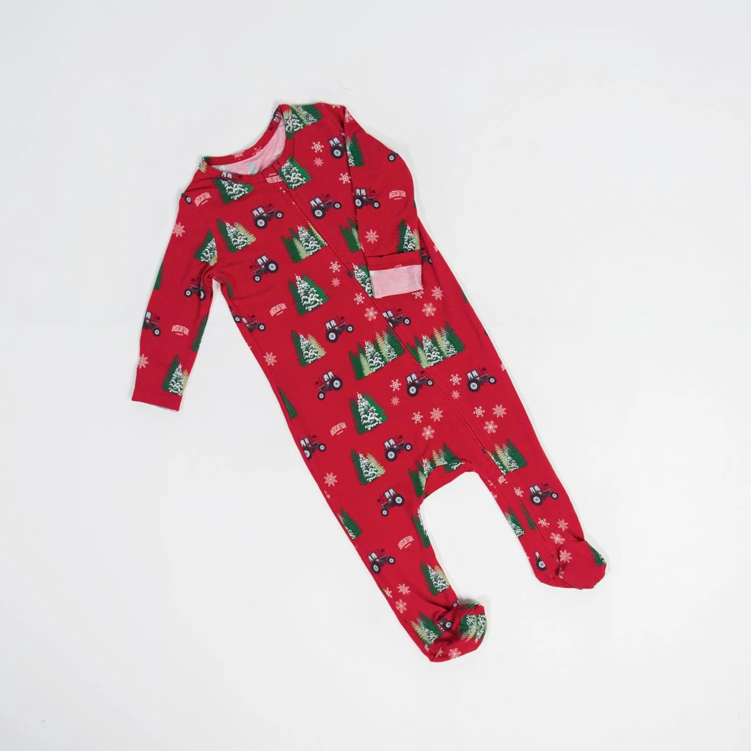 Red Tractor Christmas Baby Bamboo Pajamas