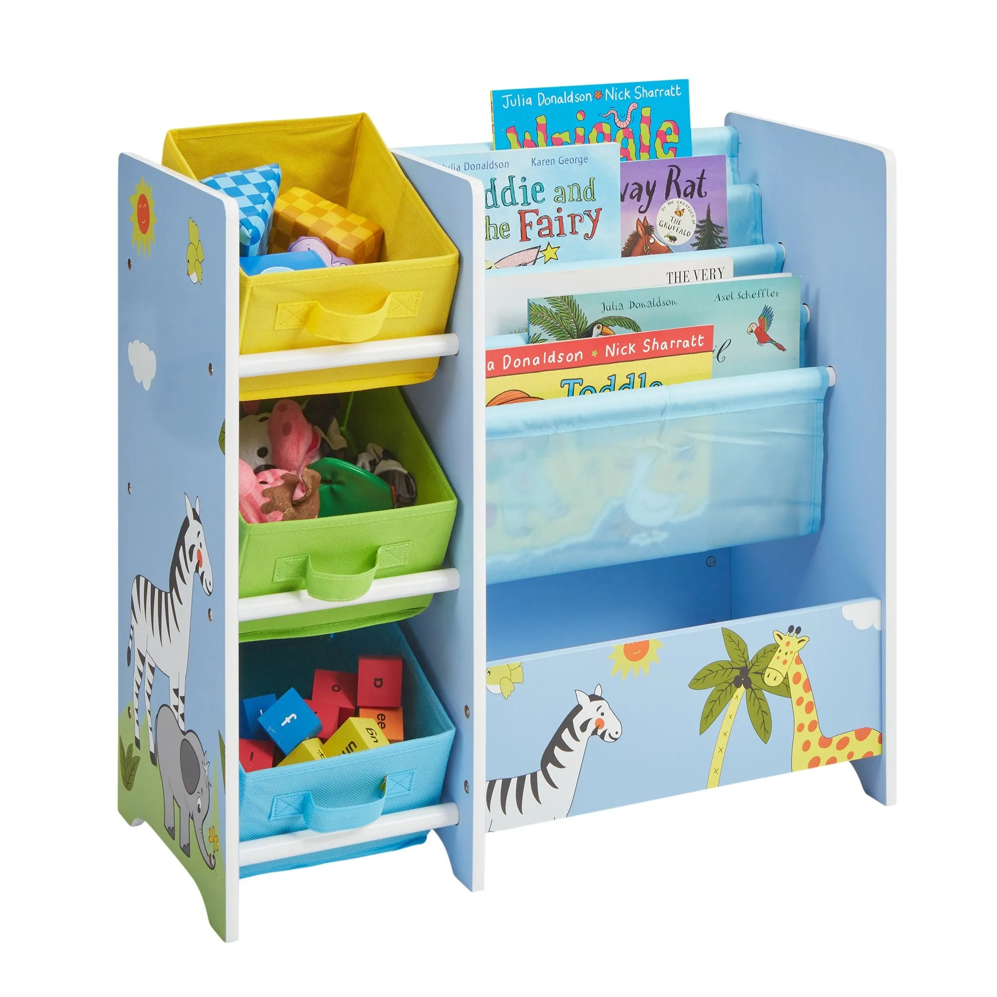 Safari Book Display Unit with Fabric Storage Boxes