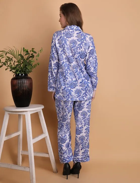 Sapphire- Hand Block Print Cotton Pyjama Set