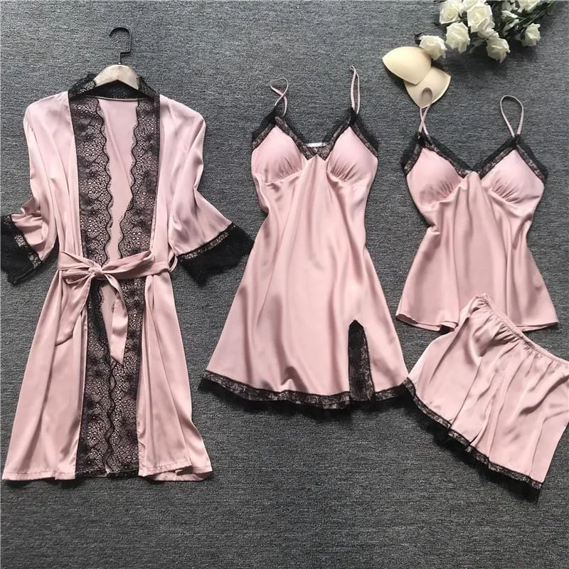 Satin Robe, Nightgown and Cami Set