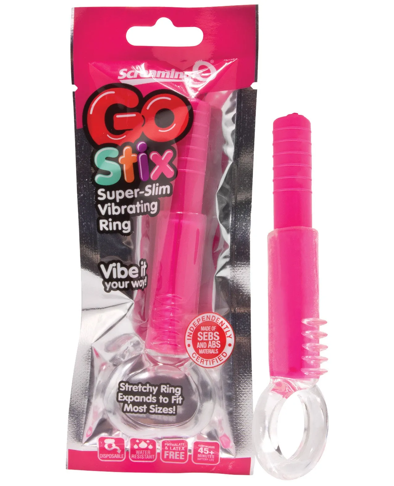 Screaming O GO Stix Super Slim Vibrating Ring - Strawberry