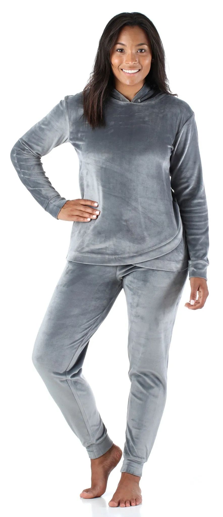 Sleepyheads Women’s Velvet Velour Hooded Loungewear Pajama Set