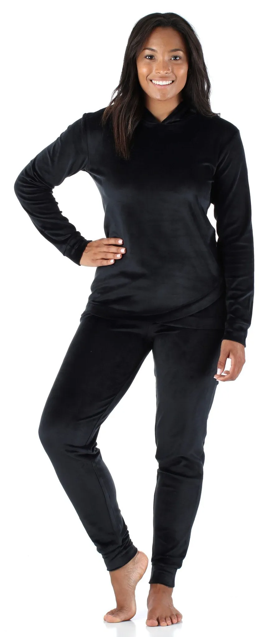 Sleepyheads Women’s Velvet Velour Hooded Loungewear Pajama Set