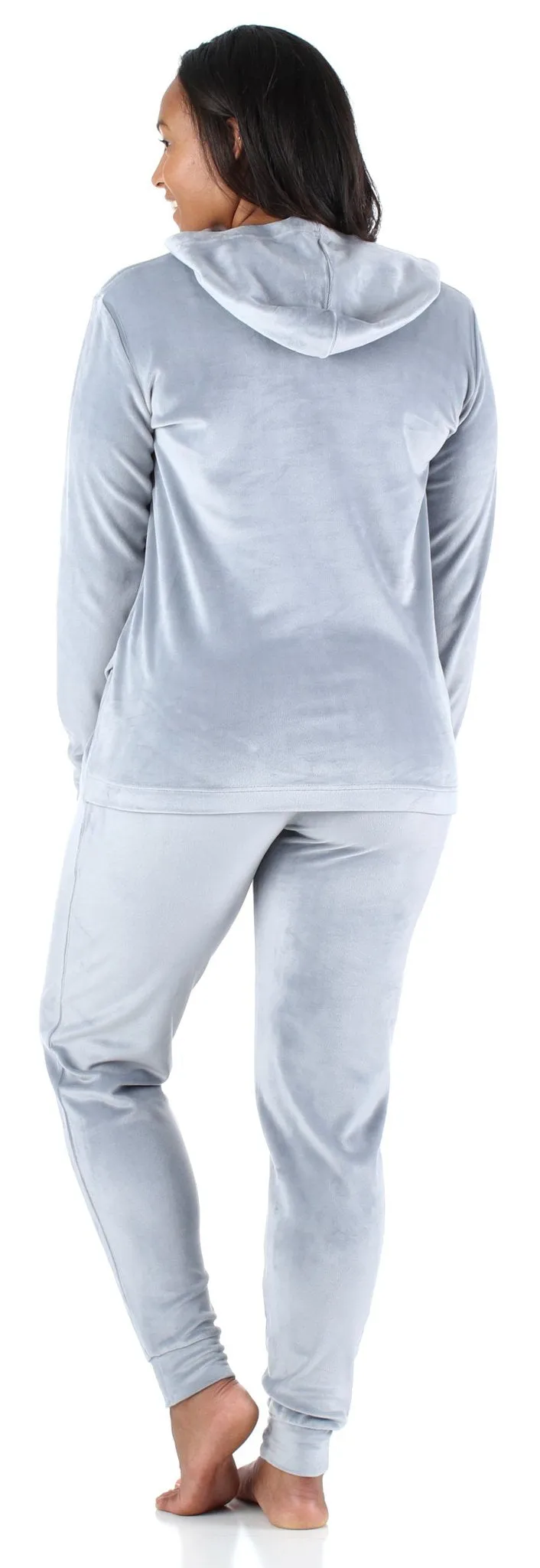 Sleepyheads Women’s Velvet Velour Hooded Loungewear Pajama Set