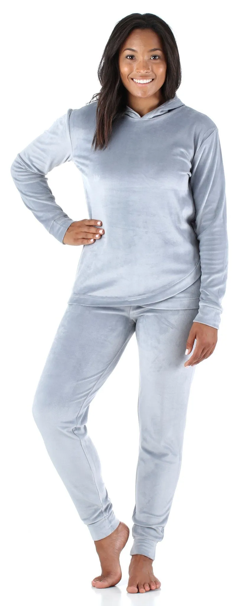 Sleepyheads Women’s Velvet Velour Hooded Loungewear Pajama Set