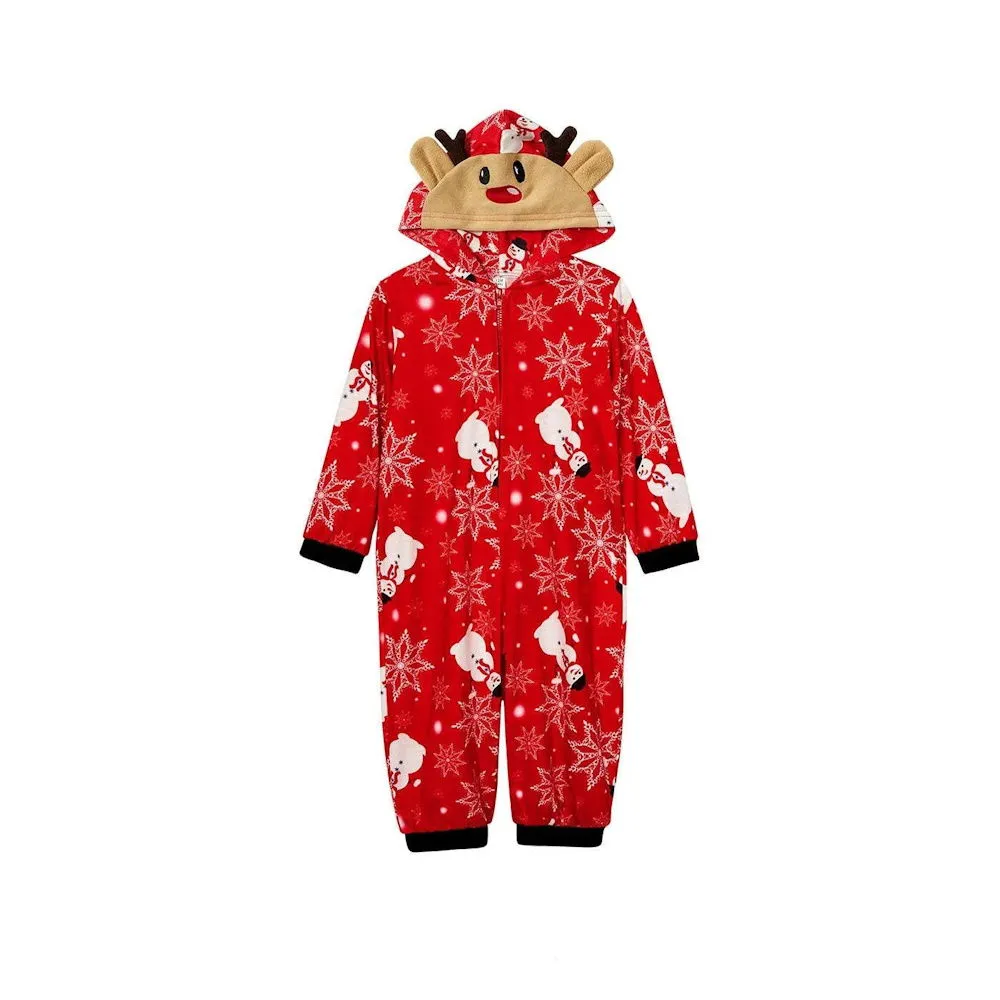 Snowman Christmas Family Matching Pajamas Onesie Hooded Sleepwear