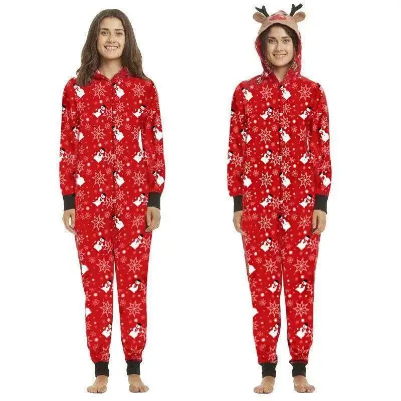 Snowman Christmas Family Matching Pajamas Onesie Hooded Sleepwear