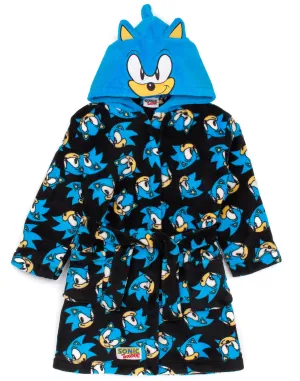 Sonic The Hedgehog Kids Dressing Gown Character Bathrobe - Blue