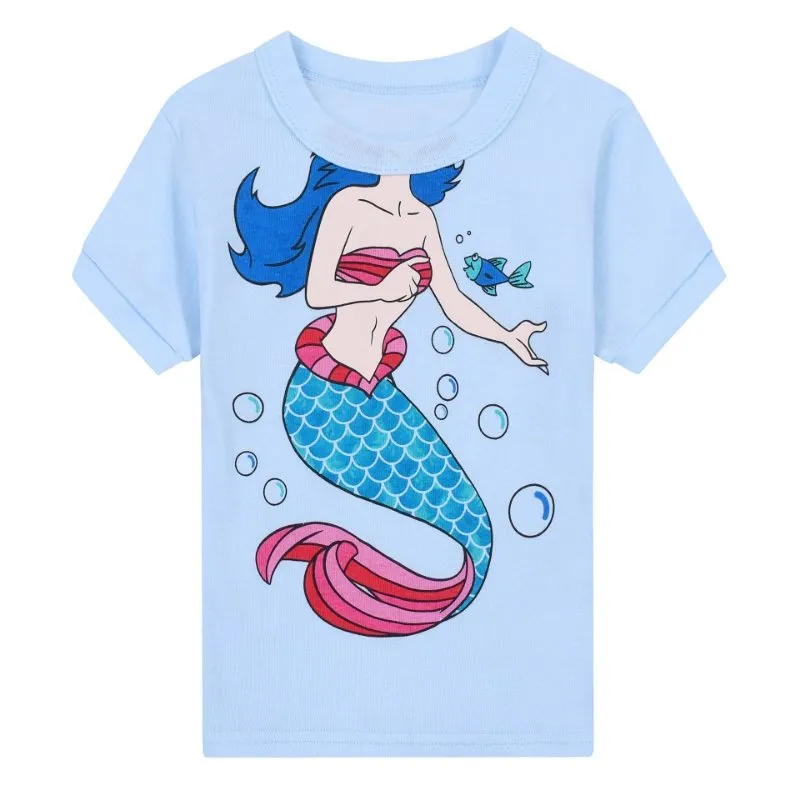 Toddler Girl's Mermaid Print Short Sleeve Pajama Set