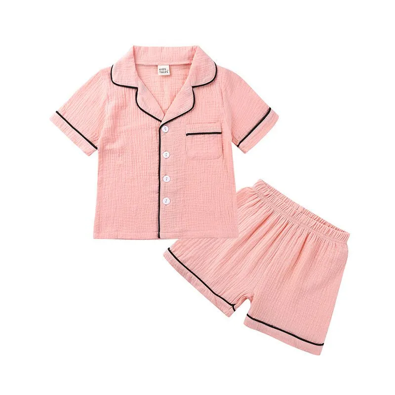 Toddler's 3 Colors Shorts Sleeve Casual Pajama Set