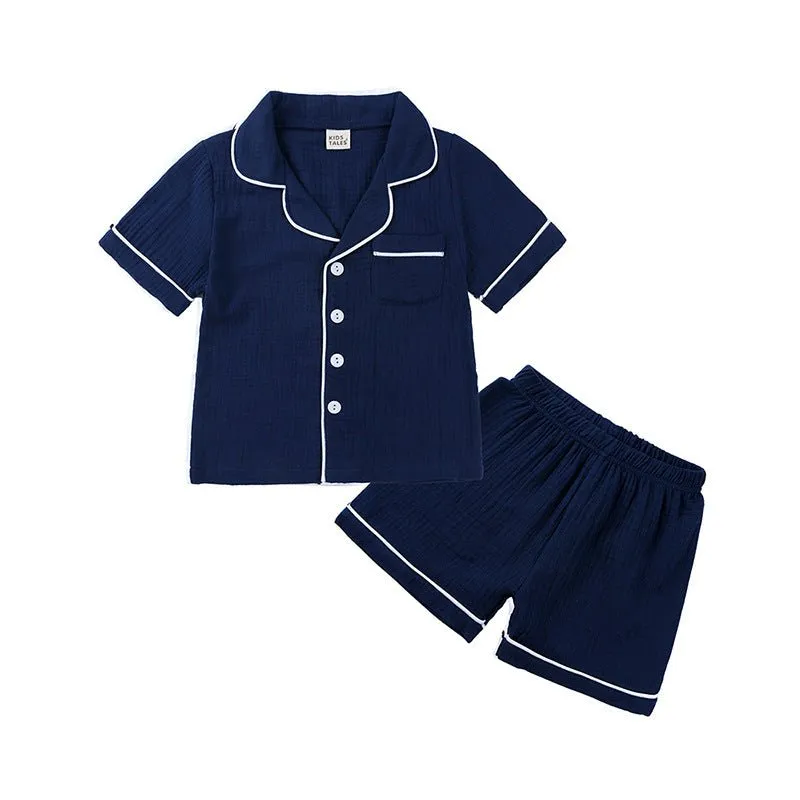 Toddler's 3 Colors Shorts Sleeve Casual Pajama Set