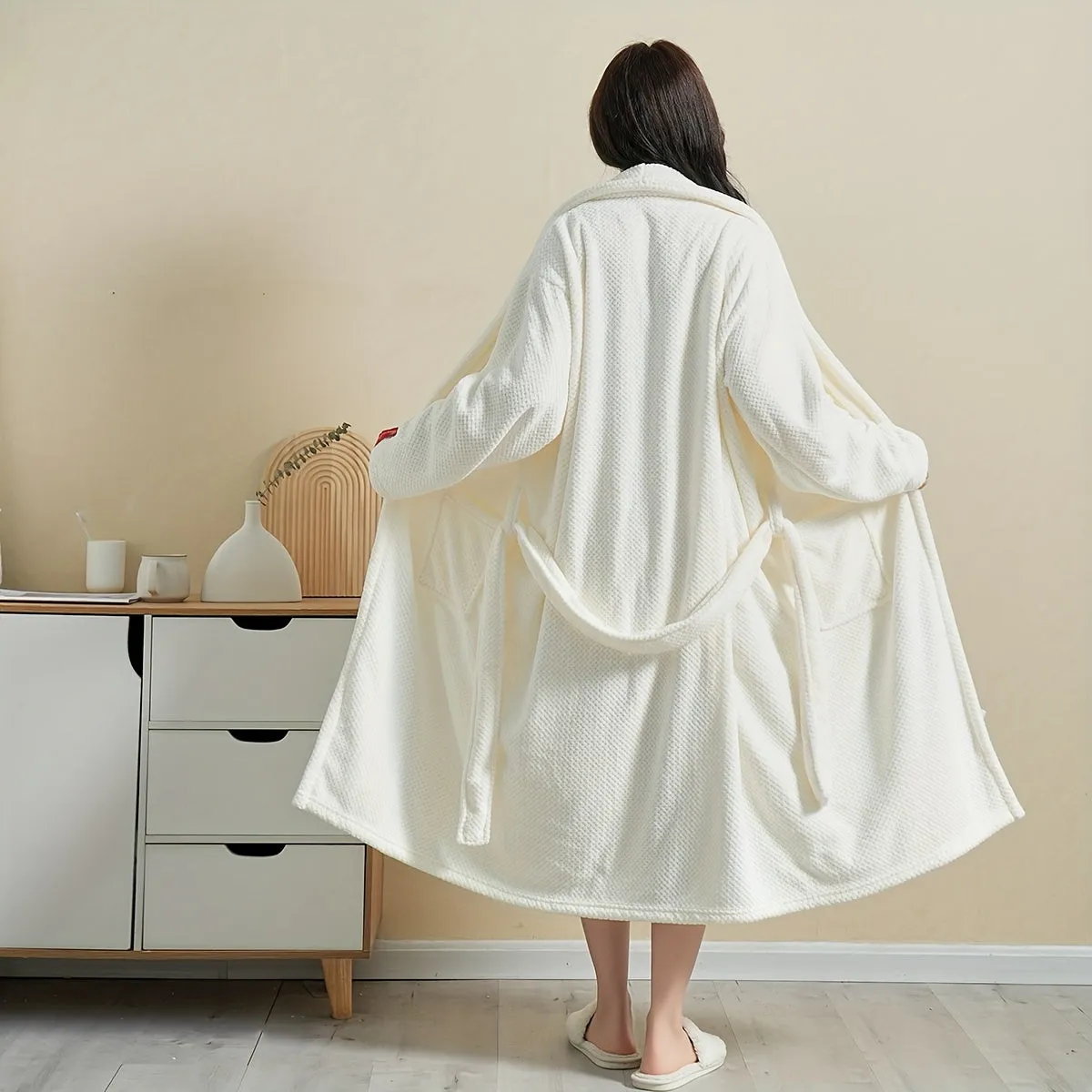 Unisex Contemporary Long Sleeve Microfiber Bathrobe, 1pc, Universal Fit, Quick Absorbent Soft Warm, Polyester and Polyamide Blend, Space-Themed Knit Fabric, Low Linting, 300 GSM, Machine Washable