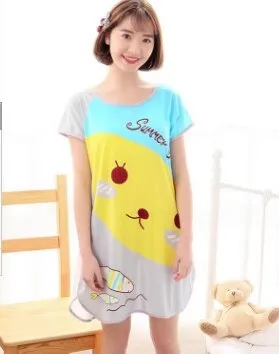 Wenkouban Cartoon Nightdress Women's Summer New Short-Sleeved Nightdress Pregnant Pajamas Women Sleepwear Sexy Nightgown