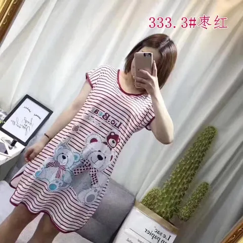 Wenkouban Cartoon Nightdress Women's Summer New Short-Sleeved Nightdress Pregnant Pajamas Women Sleepwear Sexy Nightgown