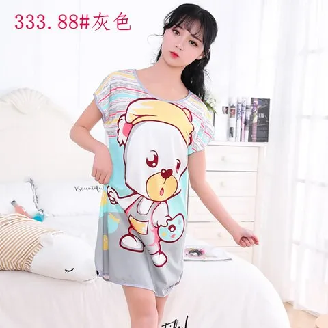 Wenkouban Cartoon Nightdress Women's Summer New Short-Sleeved Nightdress Pregnant Pajamas Women Sleepwear Sexy Nightgown