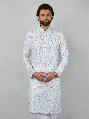 White & Blue Kurta Set | Azania