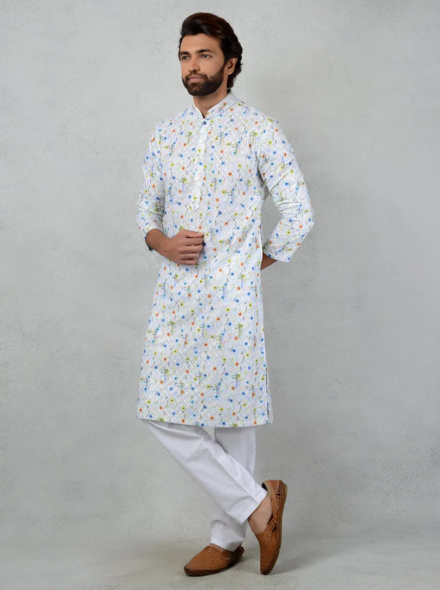 White & Blue Kurta Set | Azania