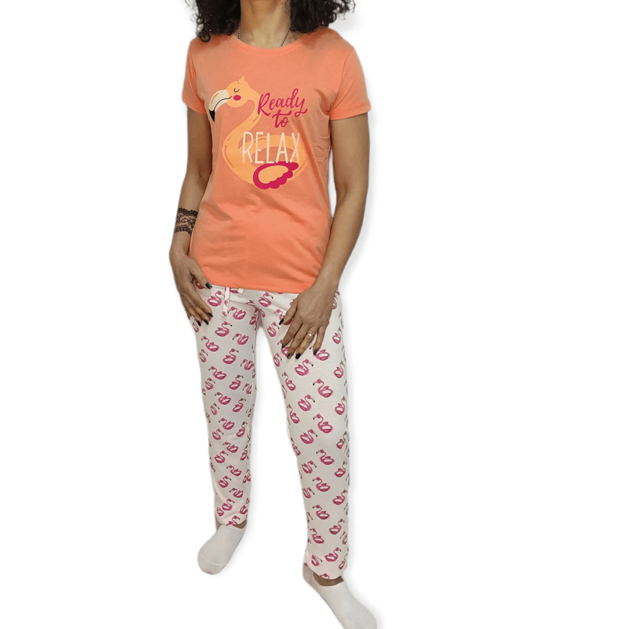 Women Pajama Set - Flamingo "Ready to Relax"