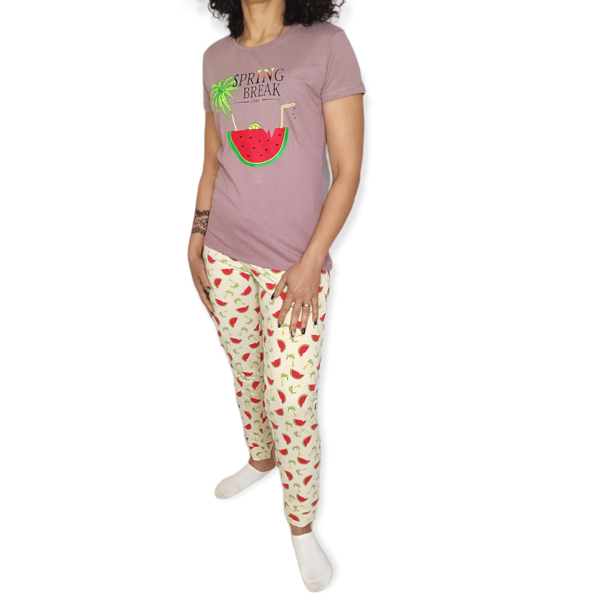 Women Pajama Set - Purple "Spring Break"