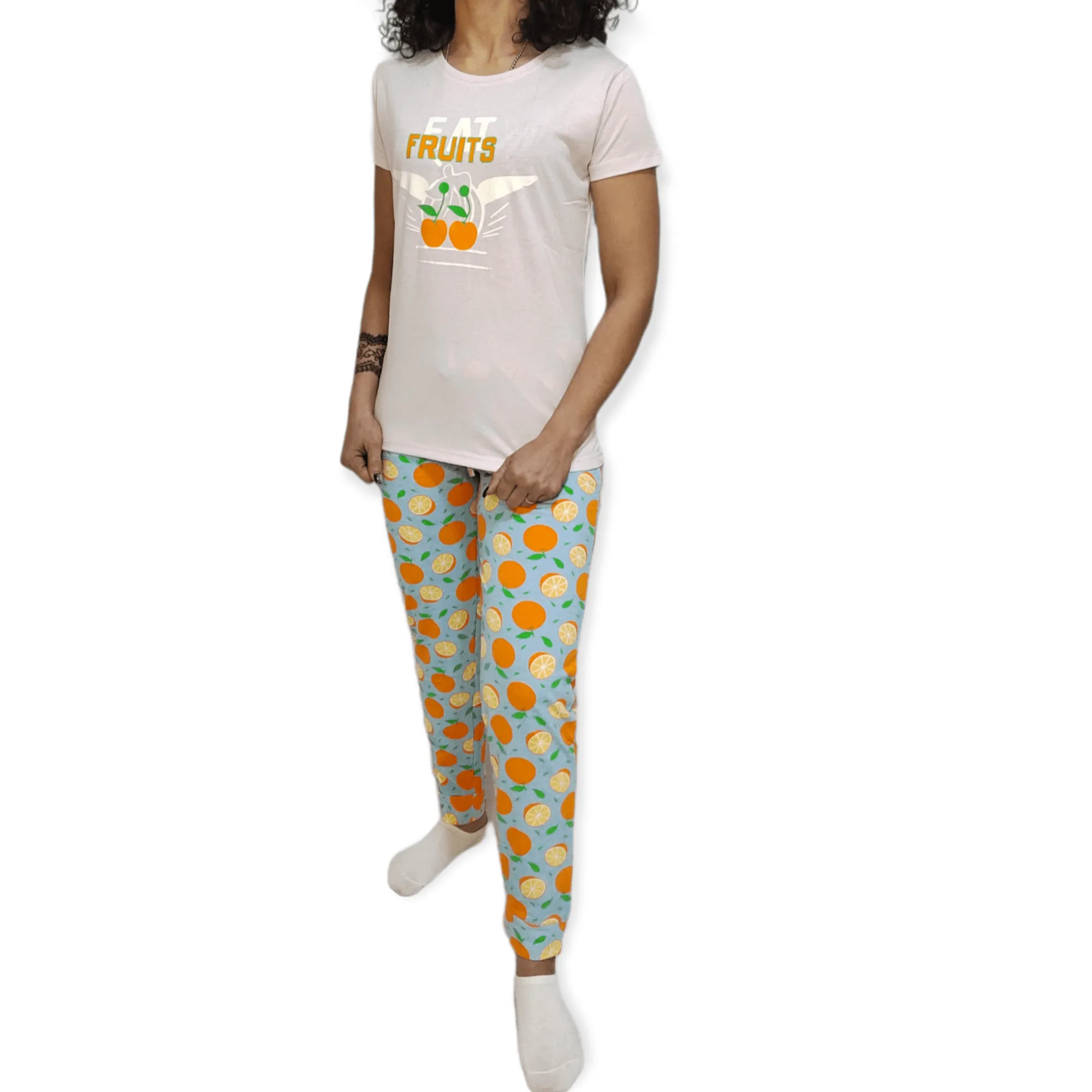 Women Pajama Set - "Eat Fruits"