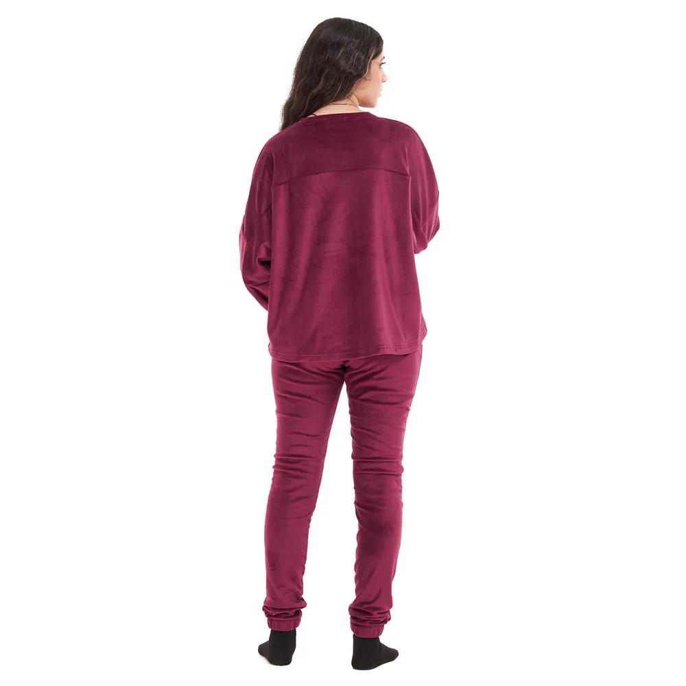 Women Winter Pajama Set Cherry Sweatshirt   Pants