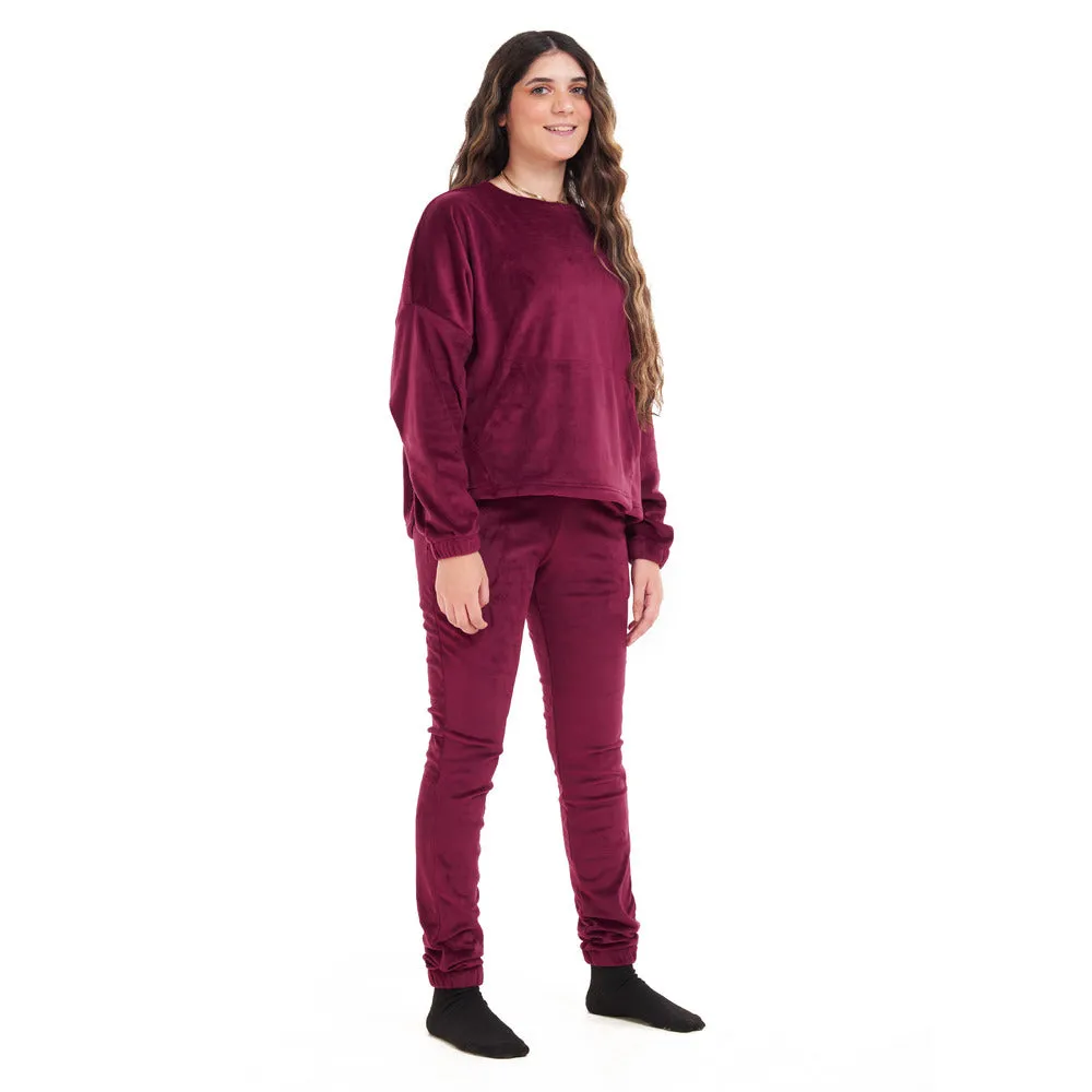 Women Winter Pajama Set Cherry Sweatshirt   Pants