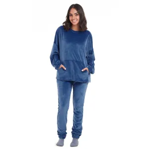 Women Winter Pajama Set Indigo Sweatshirt   Pants