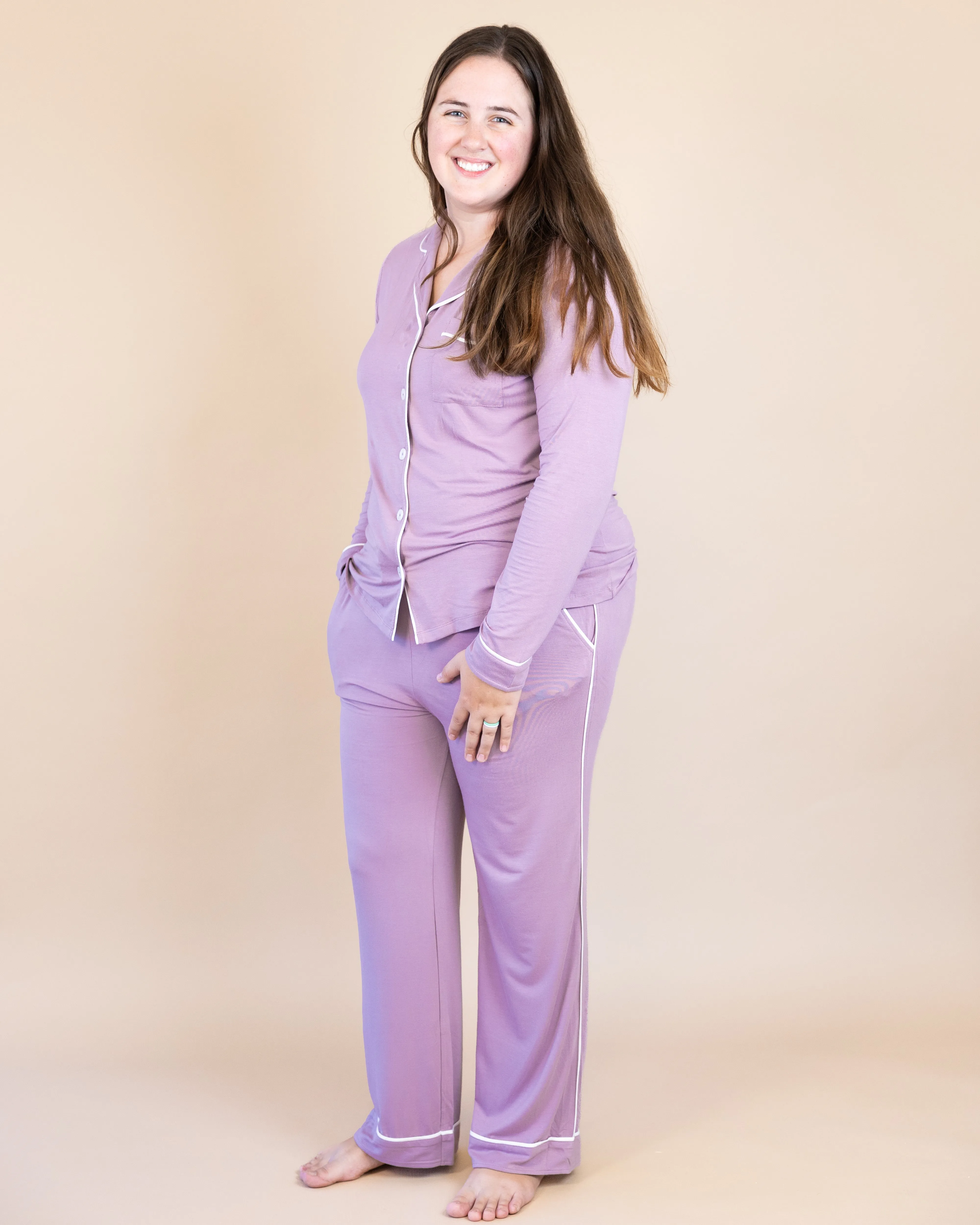 Women's Long Pajama Set in Grape