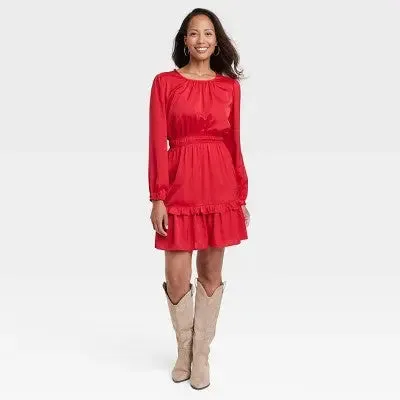 Women's Long Sleeve Satin Dress - Knox Rose