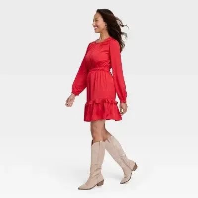 Women's Long Sleeve Satin Dress - Knox Rose