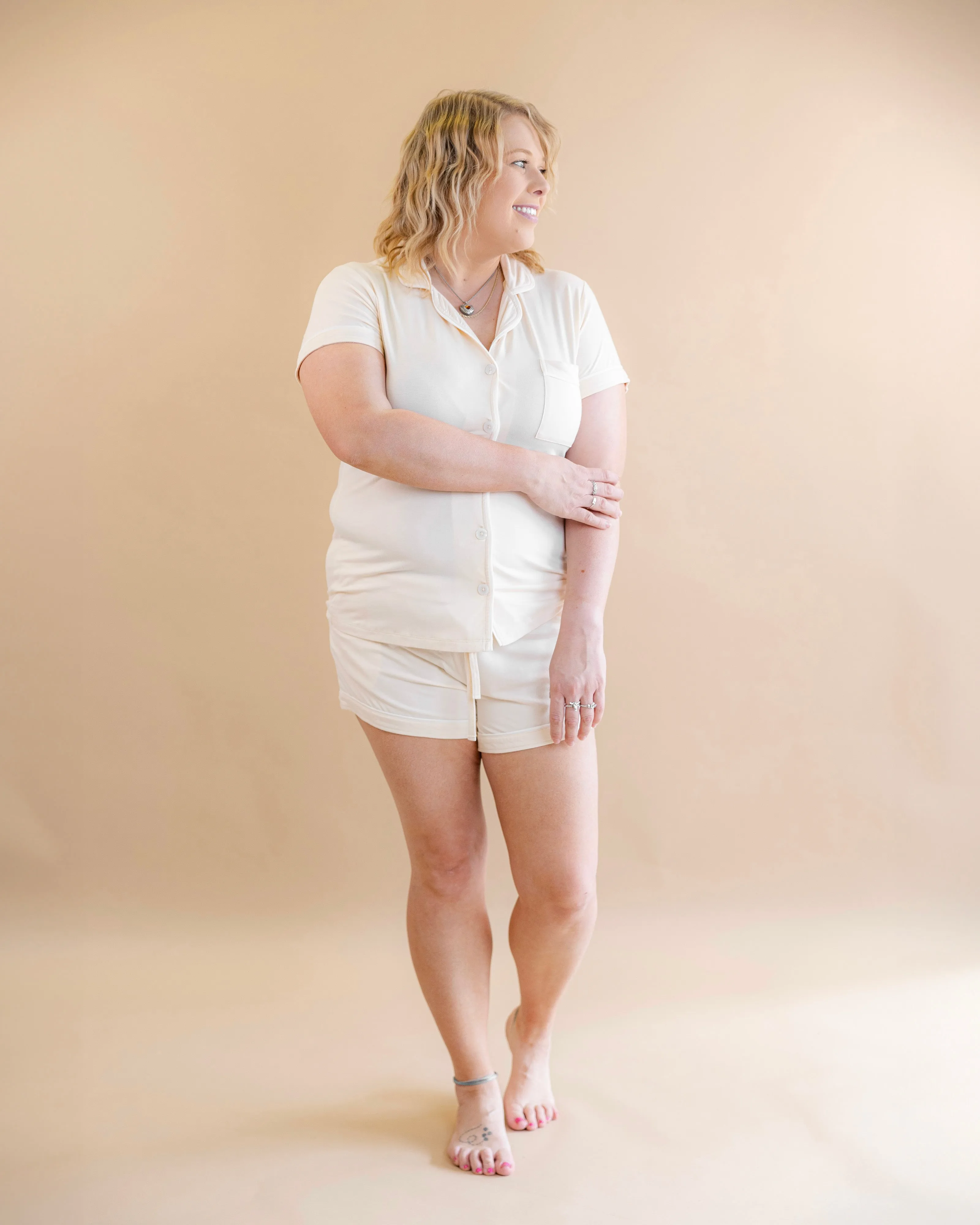 Women's Short Pajama Set in Vanilla