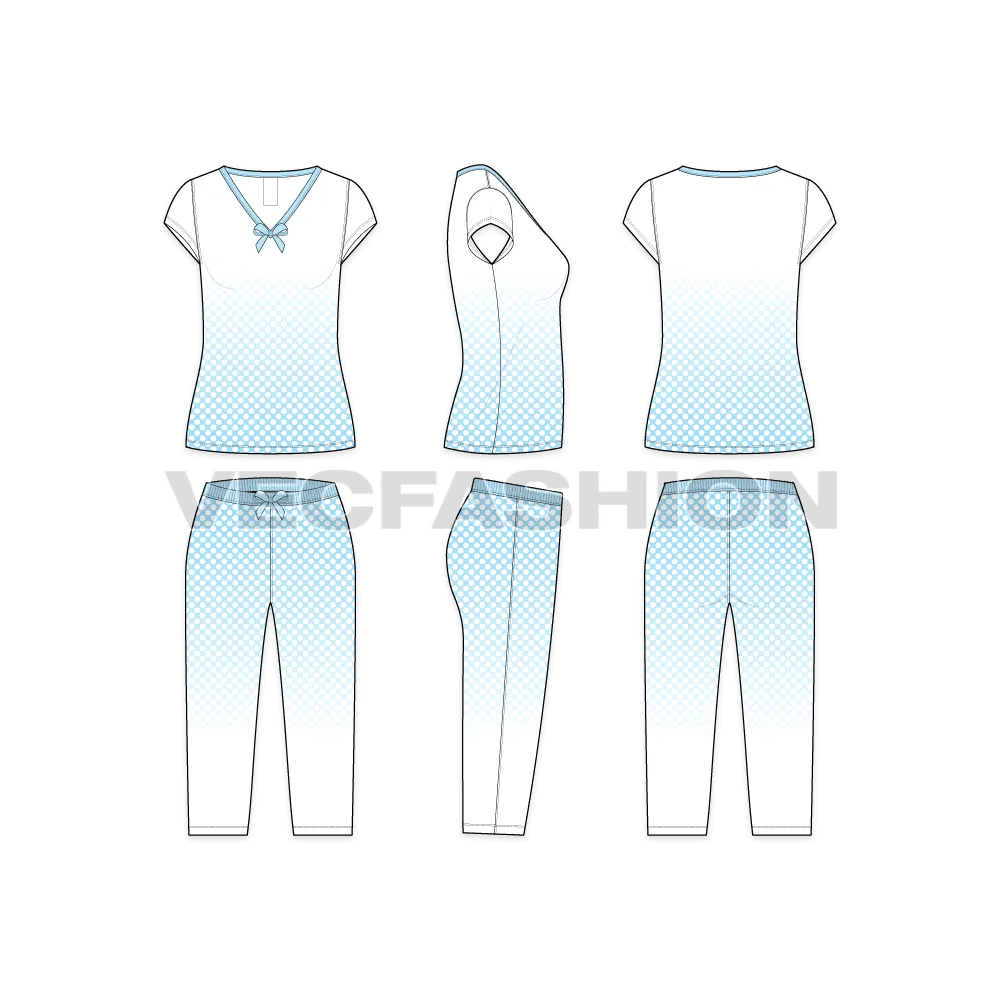 Women's Sleepwear Pajama Set Vector